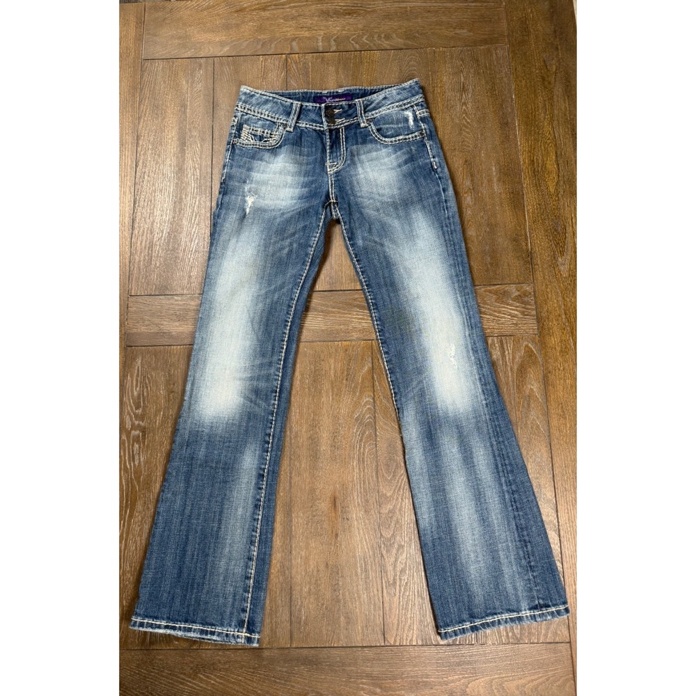 Vigoss Collection Jeans Women's 3/4 27 Bootcut Flare Y2K Low Rise Dark Wash